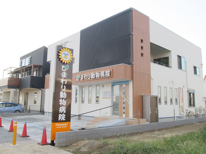 ひまわり動物病院 様　LED照明自立看板　施工実績3